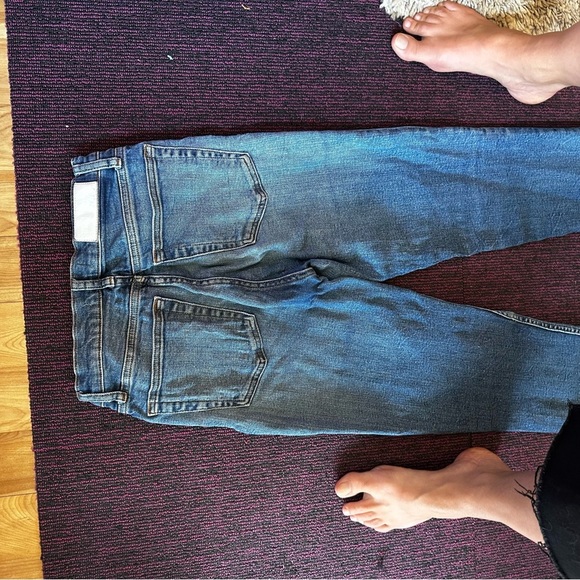 Re/Done Originals Comfort Stretch High Rise Distressed Raw Hem Straight Jeans 27 - Picture 4 of 10